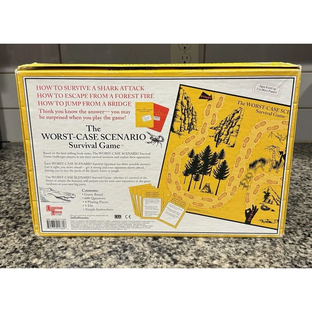 The Worst-Case Scenario Survival Game Board Game 2001 University Games Complete